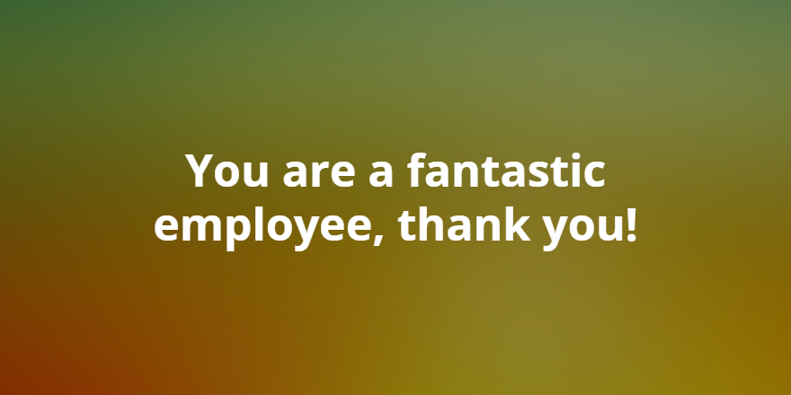 You are a fantastic employee, thank you!