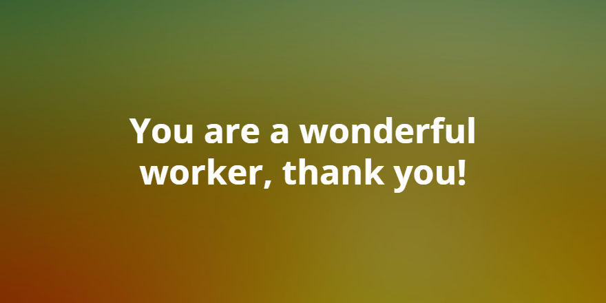 You are a wonderful worker, thank you!
