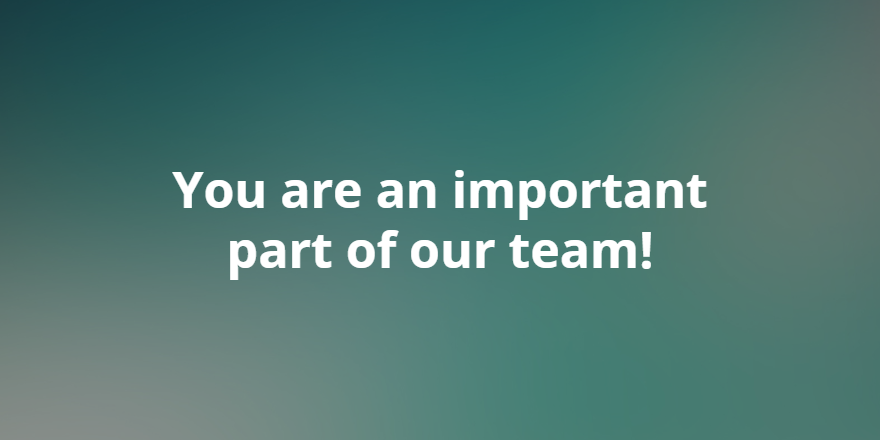 You are an important part of our team!