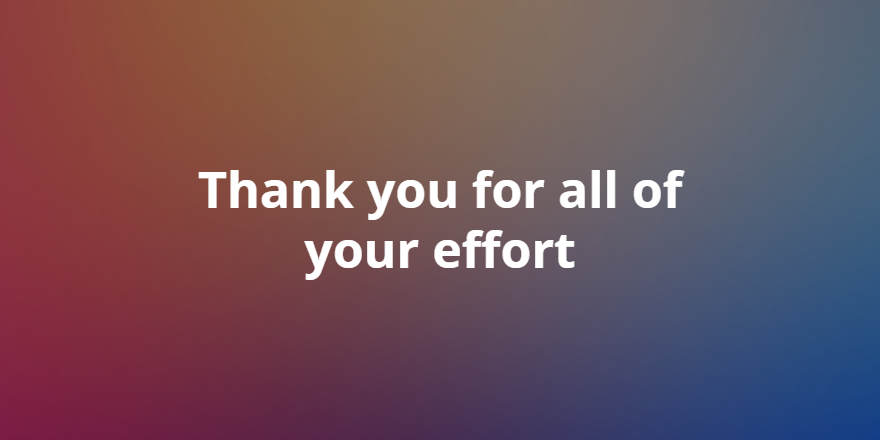 Thank you for all of your effort