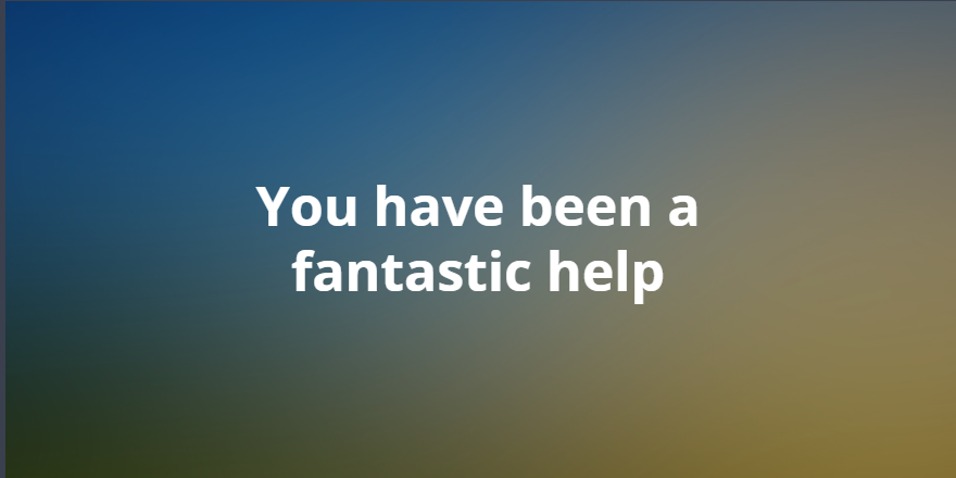 You have been a fantastic help