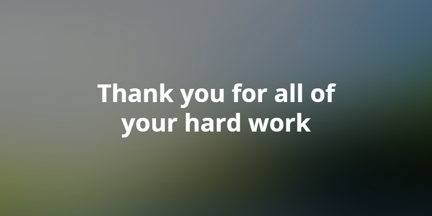 Thank you for all of your hard work